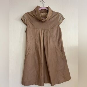 Chic Tan Cowl Neck Mini Dress